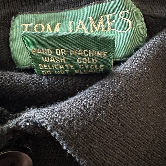 ELEGANT 100% (TRUE) BLACK SILK POLO BY TOM JAMES-EUC/XL - Picture 8 of 9